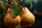 close-up of a pears with rain drops on blurred background