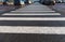 Close up of pedestrian crosswalk on city parking