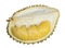 Close up of peeled durian isolated on white background