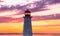Close up of Peggy\\\'s Cove Lighthouse at sunset. Atlantic Coast, Nova Scotia, Canada. The most visited tourist locatio