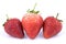 Close up Perfectly retouched fresh strawberries fruits on white background.