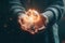 A close-up of a person\\\'s hands holding a glowing brain shaped light bulb, representing innovative ideas