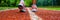 Close up of a persons feet on a tennis court