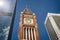 Close up of Perth Town Hall Clock tower in Perth, Australia