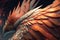 close-up of phoenix firebird& x27;s beak, talons and feathers