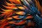 close-up of phoenix firebird's colorful feathers