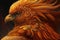 close-up of phoenix firebird's fiery plumage