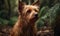 close up photo of Australian terrier in forest. Generative AI