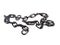 Close up photo of a black chain on a white background