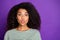 Close up photo of funky crazy teen afro american girl have fun rest relax send air kisses wear stylish clothing isolated