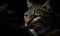 close up photo of Geoffroyâ€™s cat on black background. Generative AI