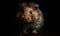 close up photo of hamster on black background. Generative AI
