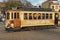 Close-up photo of historical vintage street tram. It is one of the symbols of Porto.