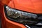 Close up photo of modern and clean car, detail of headlight. Headlight car Projector/LED of a modern luxury technology and auto