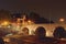 Close-up photo of Old Lanh Bridge in Wetzlar, State of Hesse, Germany. Scenic autumn night landscape photo