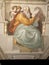 Close-up photo of the Prophet Zechariah ceiling fresco painting by Michelangelo in the Sistine Chapel