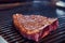 Close-up photo of roasted juicy steak on the grill