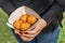 Close up photo of salmon croquette cake at a street food market.