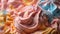 Close-up Photo Of Whey With Colorful Frosting In Surreal Kitsch Style