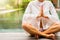 Close up photo of woman in lotus pose