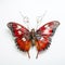 Close-up Photograph Of Realistic Metal Butterfly On White Background