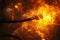 A close up photograph showcasing a wire engulfed in flames, An endoscope enveloped in a fiery glow, AI Generated