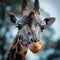 Close up photography captures the elegant features of a giraffe