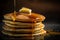 Close-Up Photography of Pancake Stack with Butter and Maple Syrup. Generative AI