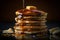 Close-Up Photography of Pancake Stack with Butter and Maple Syrup. Generative AI