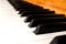 Close-up of piano keys. close frontal view.