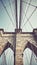 Close up picture of Brooklyn Bridge, color toning applied, New York City, USA