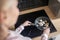 Close up picture of a housewife stirring food on a frying pan