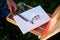 Close-up picture of painting equipment, including sketchbook easel, watercolor tubes, paint brushes and canvas. Arts workshop