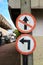 Close-up pictures, direct signs, and traffic signs, background, city streets