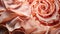 A close up of a piece of meat with red and white swirls, AI