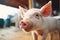 close-up of a piglet in a clean pen