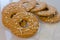 Close-up of a pile of cookies