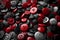 Close-up of a Pile of Grayscale and Red Buttons (Generative AI)