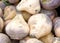 Close up on pile of Rutabagas on display at Farmer\\\'s Market