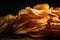 close-up of pile of thin and crispy potato chips