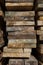 Close up pile wood texture stack in factory use for material object construction and multipurpose