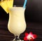 Close up of pina colada drink over black background created using generative ai technology