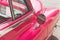 Close up of Pink Retro Vintage Classic American Car, Havana, Cuba
