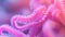 A close up of a pink sea creature with long tentacles, AI