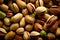Close up Pistachio Background Nutty Delights. Generative AI
