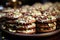 A close up of a plate of cookies with toppings.