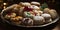 A close-up of a plate of freshly baked Christmas cookies two generative AI