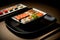 A Close Up Of A Plate Of Sushi On A Table. Generative AI