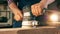 Close up of a polishing machine processing wood in slow motion