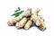 Close up of popular Indian & Asian raw organic herb or ayurvedic herb isolated on white i.e. Amba haldi or Mango ginger or white g